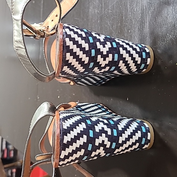 Coach Gemma Wedge Sandal Navy, blue, white, silver Size 7 - Picture 6 of 8